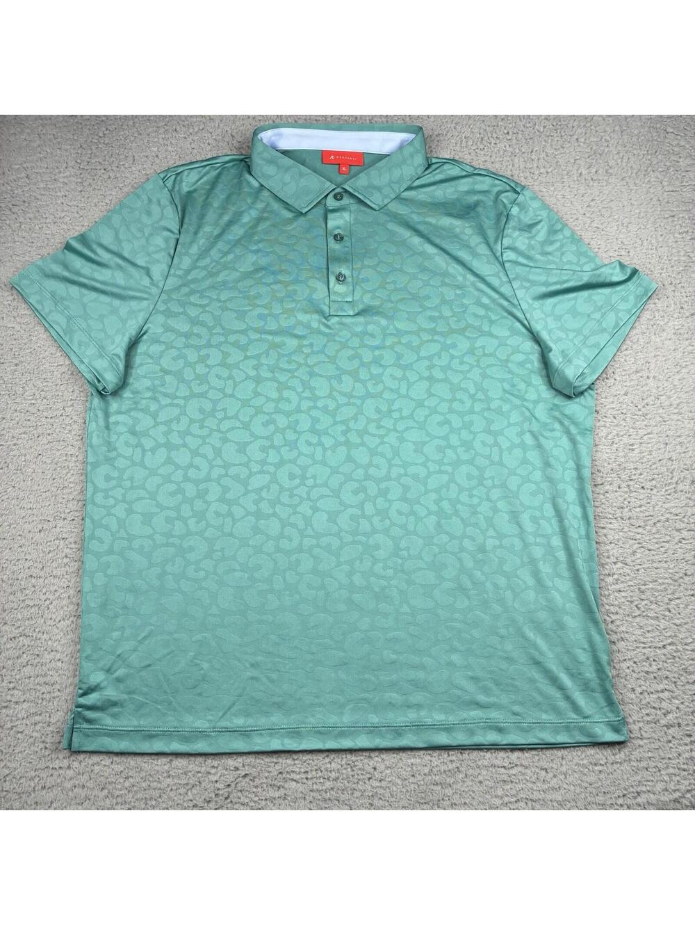 Redvanly Golf Polo Shirt Mens XL Green Jacquard Performance Stretch